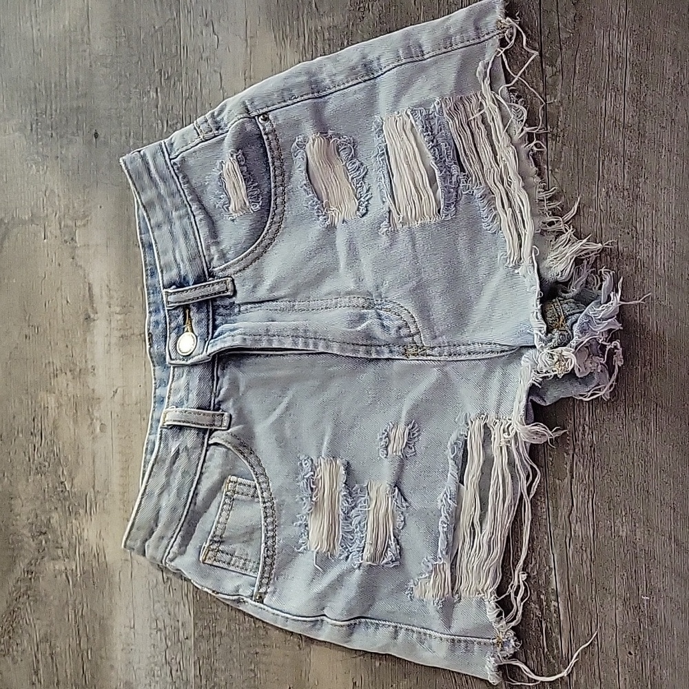 Shein light wash denim shorts